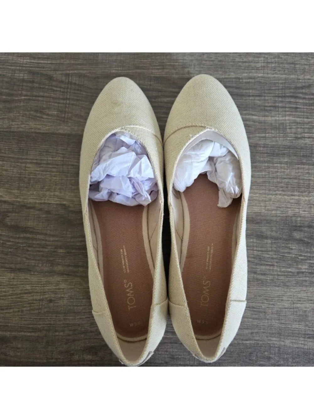Toms Jutti Neat Slip-On Ballet Flat Dark Natural Metallic Linen Size Women's 9.5
